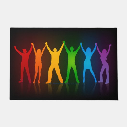 SlipperyJoe's groep mensen die handen vasthouden d Deurmat (Voorkant)