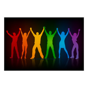 SlipperyJoe's groep mensen die handen vasthouden d Perfect Poster