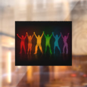 SlipperyJoe's groep mensen die handen vasthouden d Raamsticker (Vel 2)