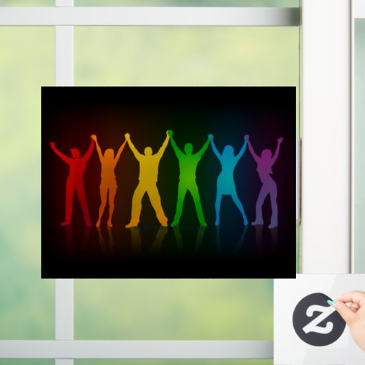 SlipperyJoe's groep mensen die handen vasthouden d Raamsticker (Huis)