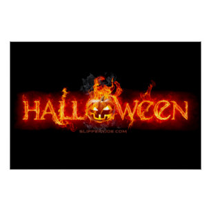 SlipperyJoe's Halloween enorm letterbeeld in vuur Perfect Poster