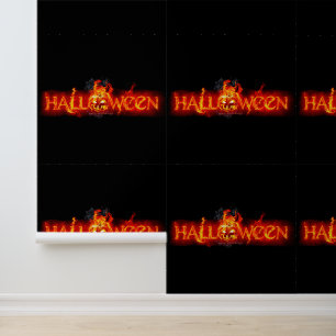 SlipperyJoe's Halloween enorm lettertype in vuur Behang