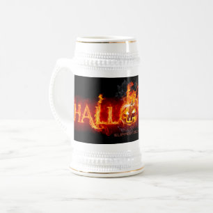 SlipperyJoe's Halloween enorm lettertype in vuur Bierpul