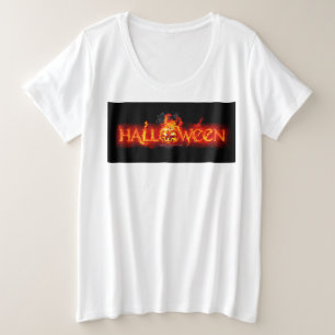 SlipperyJoe's Halloween enorm lettertype in vuur Grote Maat T-shirt