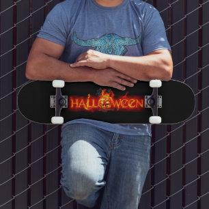 SlipperyJoe's Halloween enorm lettertype in vuur Persoonlijk Skateboard