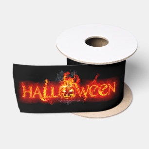SlipperyJoe's Halloween enorm lettertype in vuur Satijnen Lint