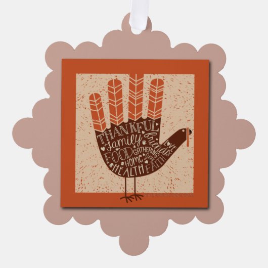 SlipperyJoe's hand spreekt de dankbare familielede Ornament Kaart (Voorkant)