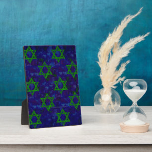 SlipperyJoe's Hanukka groene rijen Davidssterren c Fotoplaat