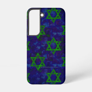 SlipperyJoe's Hanukka groene rijen Davidssterren c Samsung Galaxy Hoesje