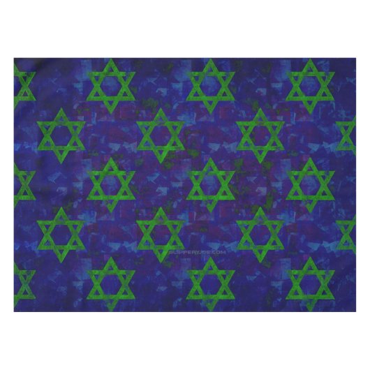 SlipperyJoe's Hanukkah green rows Stars of David c Tafelkleed (Voorkant (Horizontaal))