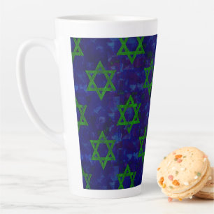 SlipperyJoe's Hanukkah groene rijen Davidssterren Latte Mok