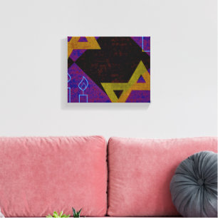 SlipperyJoe's Hanukkah-thema afbeelding goudgeel  Canvas Afdruk