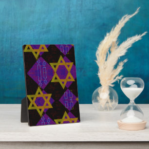 SlipperyJoe's Hanukkah-thema afbeelding goudgeel  Fotoplaat