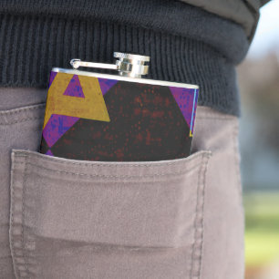 SlipperyJoe's Hanukkah-thema afbeelding goudgeel  Heupfles