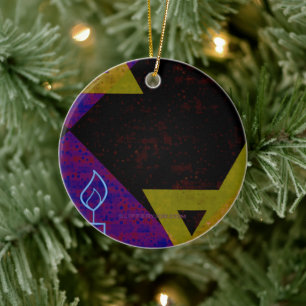 SlipperyJoe's Hanukkah-thema afbeelding goudgeel  Keramisch Ornament