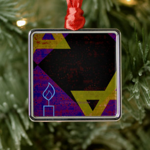 SlipperyJoe's Hanukkah-thema afbeelding goudgeel  Metalen Ornament