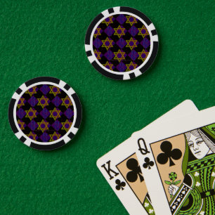 SlipperyJoe's Hanukkah-thema afbeelding goudgeel  Poker Chips