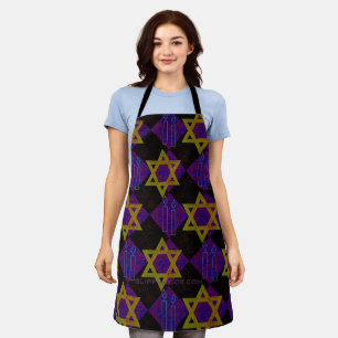 SlipperyJoe's Hanukkah-thema afbeelding goudgeel Schort