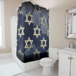 SlipperyJoe's Happy Chanoeka meerdere sterren van  Douchegordijn<br><div class="desc">SlipperyJoe's Happy Hanukkah meerdere Star of David symbolen Artistieke Viering Joods Hebreeuws Chanoeka geschenken Decoraties Jodendom religie significante symboliek Relevante cultuurgodsdienstige contexten verschillende zeshoekige vormen donkerblauw paarse tinten donkerblauwe abstracte achtergrond gelaagde textuur uiterlijk</div>