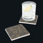 SlipperyJoe's Happy Chanoeka meerdere sterren van  Stenen Onderzetter<br><div class="desc">SlipperyJoe's Happy Chanoeka meerdere Stars of David patroon artistieke Viering Joodse identiteit erfgoed Hebreeuws Chanoeka geschenken decoraties Judaïsme belangrijk symbool religie verschillende maten bruin goud tinten visueel aantrekkelijk ingewikkeld ontwerp</div>