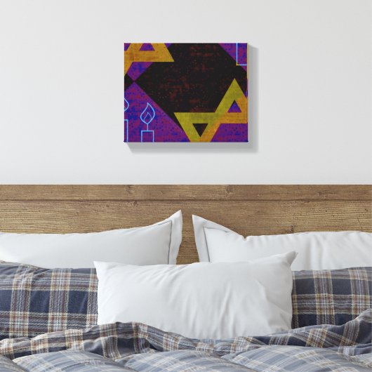 SlipperyJoe's Happy Chanoeka-ster van David Menora Canvas Afdruk (Insitu (Slaapkamer))