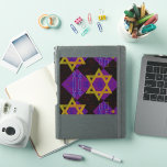 SlipperyJoe's Happy Chanoeka-ster van David Menora Sticker<br><div class="desc">SlipperyJoe's Happy Hanukkah Star of David menorah Dreidel artistieke Celebration Kaarsen Joods Hebreeuws Chanoeka giften decoraties Jodendom religie cultuur religieuze praktijken tradities geometrische symbolische ontwerp diepte contrast orde symmetrie</div>