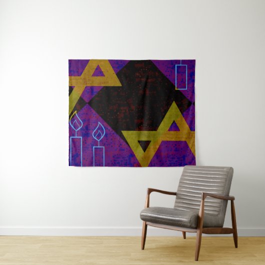 SlipperyJoe's Happy Chanoeka-ster van David Menora Wandkleed (In Situ (horizontaal))