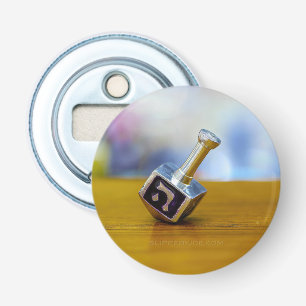 SlipperyJoe's Happy Chanoeka vierzijdig draaiend Button Flesopener