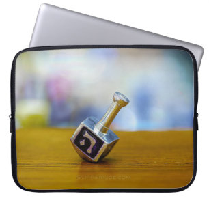 SlipperyJoe's Happy Chanoeka vierzijdig draaiend Laptop Sleeve