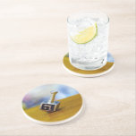 SlipperyJoe's Happy Chanoeka vierzijdig draaiend Zandsteen Onderzetter<br><div class="desc">SlipperyJoe's Happy Hanukkah vierzijdig draaiende top dreidel artistieke Celebration Kaarsen Joods Hebreeuws Chanoeka geschenken decoraties Jodendom religie Hebreeuwse letter Nun traditionele speelgoed kinderen volwassen spel cultureel symbool metallic glanzende afwerking houten oppervlak</div>