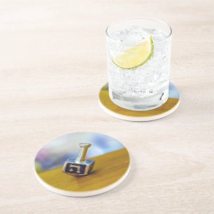 SlipperyJoe's Happy Chanoeka vierzijdig draaiend Zandsteen Onderzetter