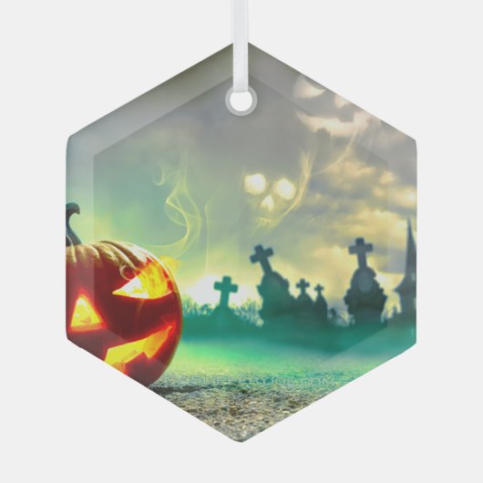 SlipperyJoe's Happy Halloween begraafplaats c Glas Ornament (Voorkant)