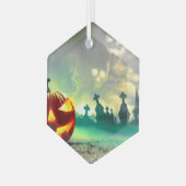 SlipperyJoe's Happy Halloween begraafplaats c Glas Ornament (Voorkant links)