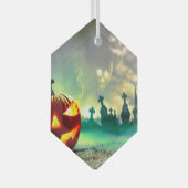 SlipperyJoe's Happy Halloween begraafplaats c Glas Ornament (Voorkant Rechts)