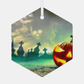 SlipperyJoe's Happy Halloween begraafplaats c Glas Ornament (Achterkant)