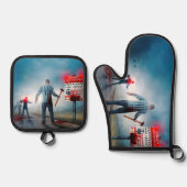 SlipperyJoe's Happy Halloween dode zombies eng b Ovenwant & Pannenlap Set (Voorkant)