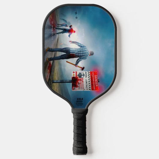 SlipperyJoe's Happy Halloween dode zombies eng b Pickleball Paddle (Voorkant)