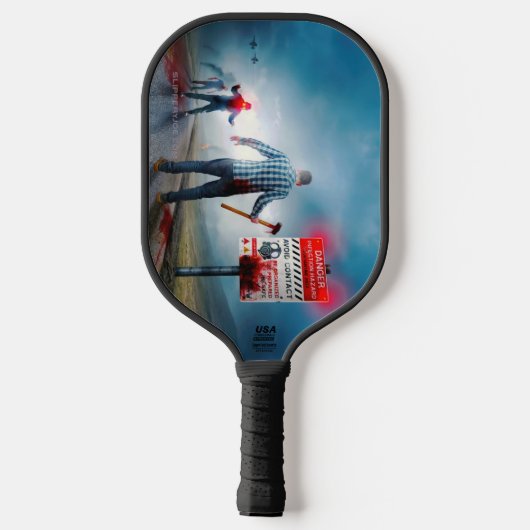 SlipperyJoe's Happy Halloween dode zombies eng b Pickleball Paddle (Achterkant)