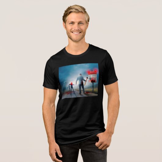 SlipperyJoe's Happy Halloween dode zombies eng b Tri-Blend Shirt (Voorkant volledig)