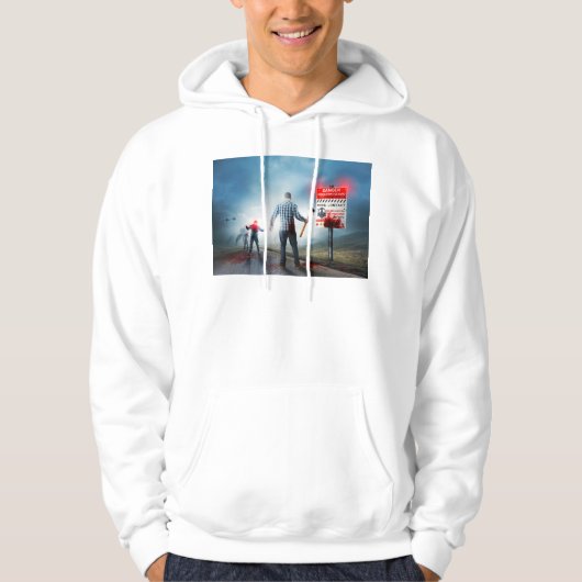SlipperyJoe's Happy Halloween dode zombies vliegpl Hoodie (Voorkant)
