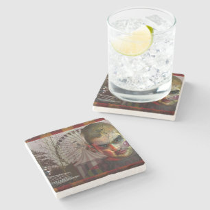 SlipperyJoe's Happy Halloween-pop-pop-gezicht Stenen Onderzetter