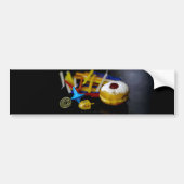 SlipperyJoe's Happy Hanukkah Star of David munt me Bumpersticker (Voorkant)