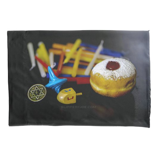 SlipperyJoe's Happy Hanukkah Star of David munt me Kussensloop (Voorkant)