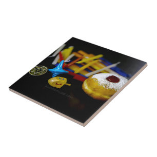 SlipperyJoe's Happy Hanukkah Star of David munt me Tegeltje