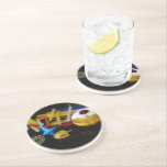 SlipperyJoe's Happy Hanukkah Star of David munt me Zandsteen Onderzetter<br><div class="desc">SlipperyJoe's Happy Hanukkah Star of David munt menorah kleurrijke kaarsen Celebration Jewish sufganiyah traktatie Hebreeuwse Chanoeka dreidels traditionele spinning topjes geschenken decoraties Judaïsme religie Artistieke gelei-gevulde donut poedersuiker</div>