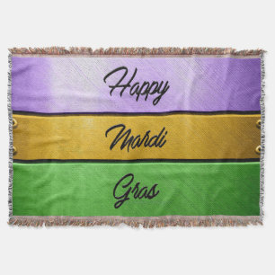 SlipperyJoe's Happy Mardi Gras paarse gouden groen Deken