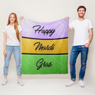 SlipperyJoe's Happy Mardi Gras paarse gouden groen Fleece Deken