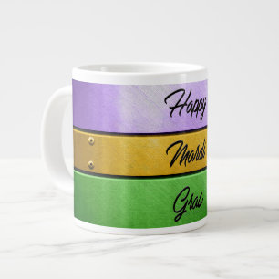 SlipperyJoe's Happy Mardi Gras paarse gouden groen Grote Koffiekop