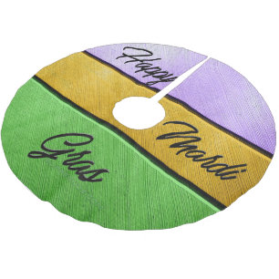 SlipperyJoe's Happy Mardi Gras paarse gouden groen Kerstboom Rok