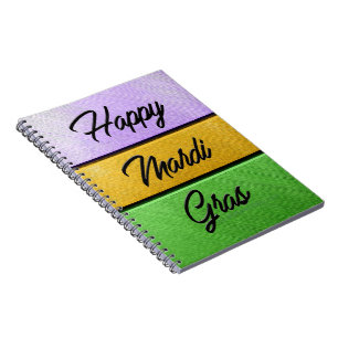 SlipperyJoe's Happy Mardi Gras paarse gouden groen Notitieboek